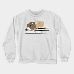 Two cute gerbils holding on to cage bars Crewneck Sweatshirt